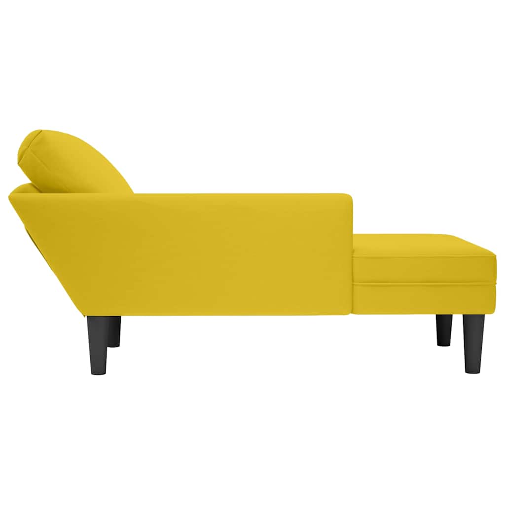 Chaise lounge c/almofada/apoio de braços direito veludo amarelo