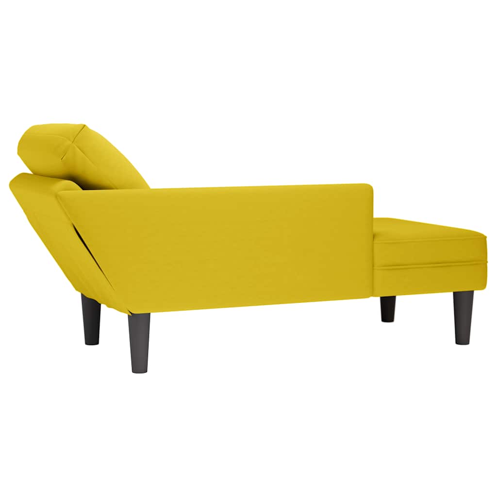 Chaise lounge c/almofada/apoio de braços direito veludo amarelo