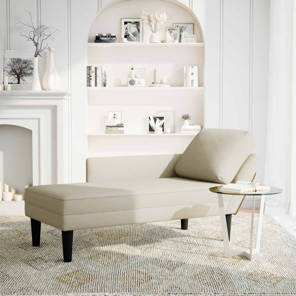 Chaise lounge c/ almofada/apoio de braços direito veludo creme
