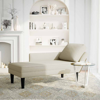 Chaise lounge c/ almofada/apoio de braços direito veludo creme