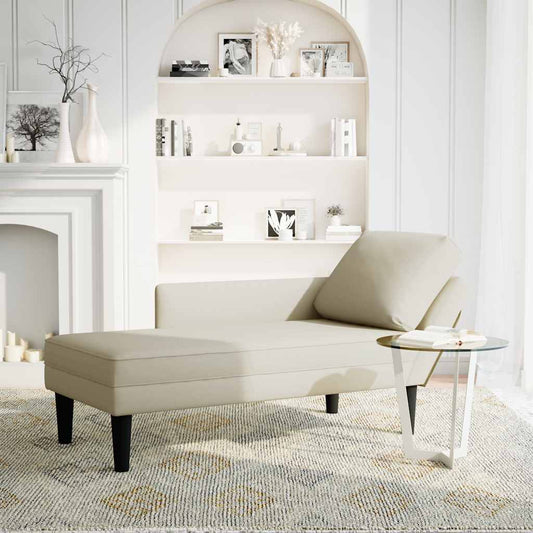 Chaise lounge c/ almofada/apoio de braços direito veludo creme