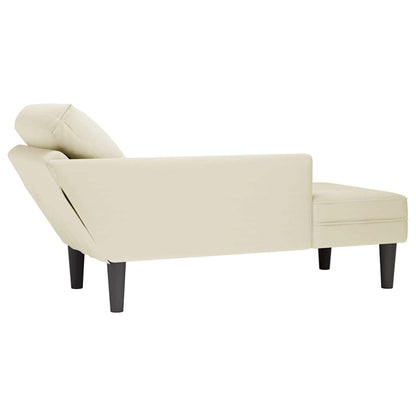 Chaise lounge c/ almofada/apoio de braços direito veludo creme