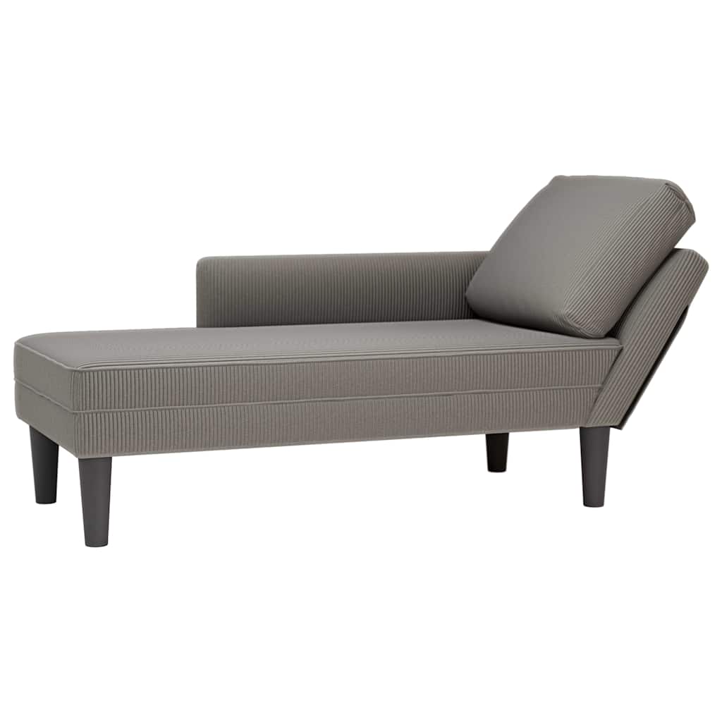 Chaise lounge com almofada tecido corduroy cinzento claro