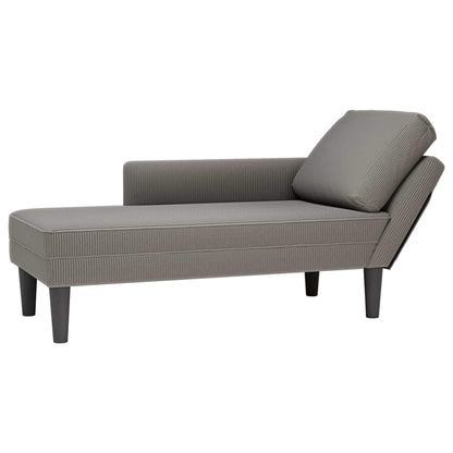 Chaise lounge com almofada tecido corduroy cinzento claro