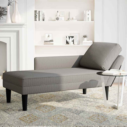 Chaise lounge com almofada tecido corduroy cinzento claro