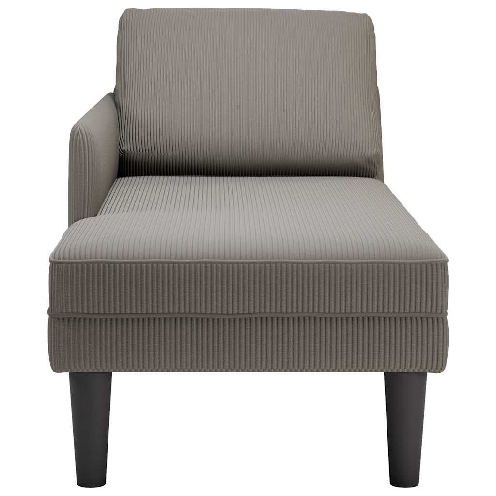 Chaise lounge com almofada tecido corduroy cinzento claro