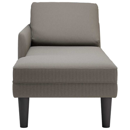Chaise lounge com almofada tecido corduroy cinzento claro