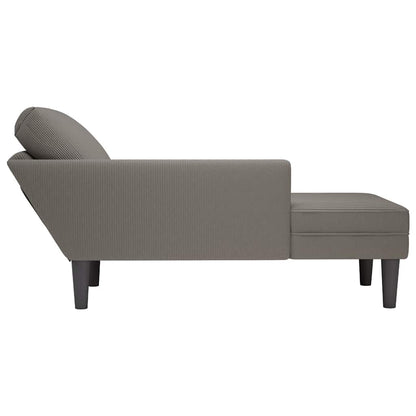 Chaise lounge com almofada tecido corduroy cinzento claro