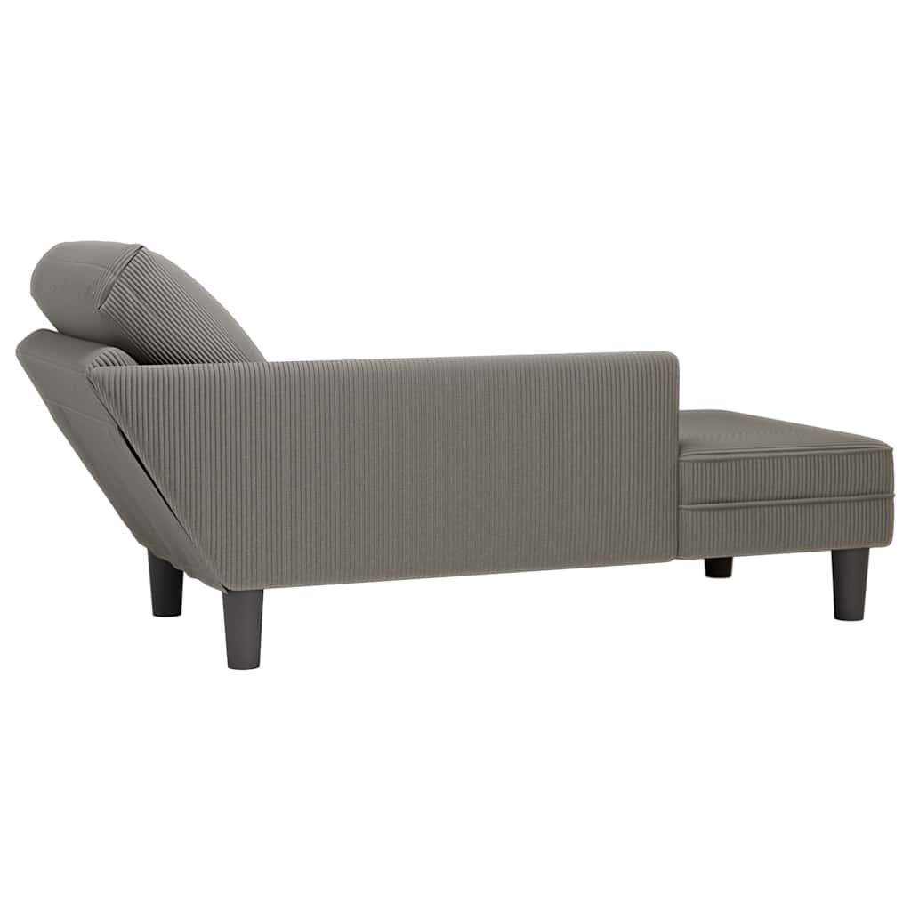 Chaise lounge com almofada tecido corduroy cinzento claro