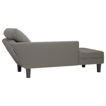 Chaise lounge com almofada tecido corduroy cinzento claro