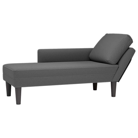 Chaise lounge com almofada tecido corduroy cinzento escuro