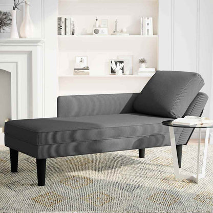 Chaise lounge com almofada tecido corduroy cinzento escuro