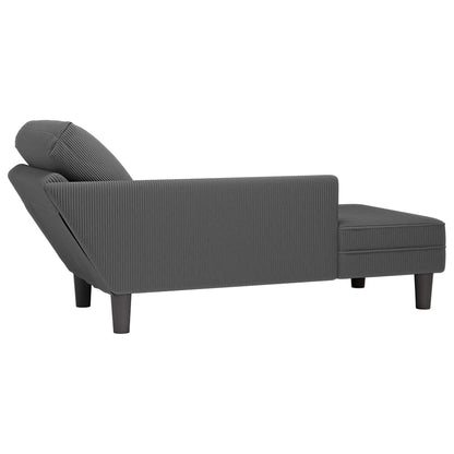 Chaise lounge com almofada tecido corduroy cinzento escuro
