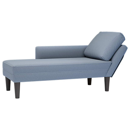 Chaise lounge com almofada tecido corduroy azul