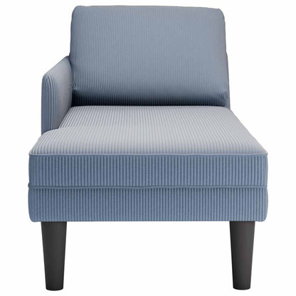 Chaise lounge com almofada tecido corduroy azul