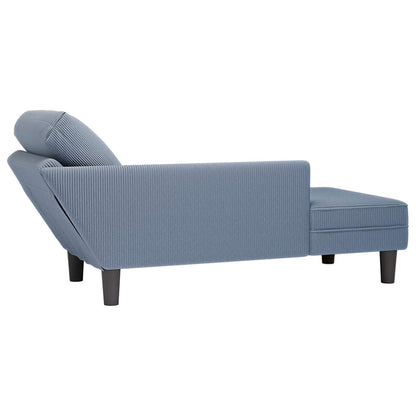 Chaise lounge com almofada tecido corduroy azul