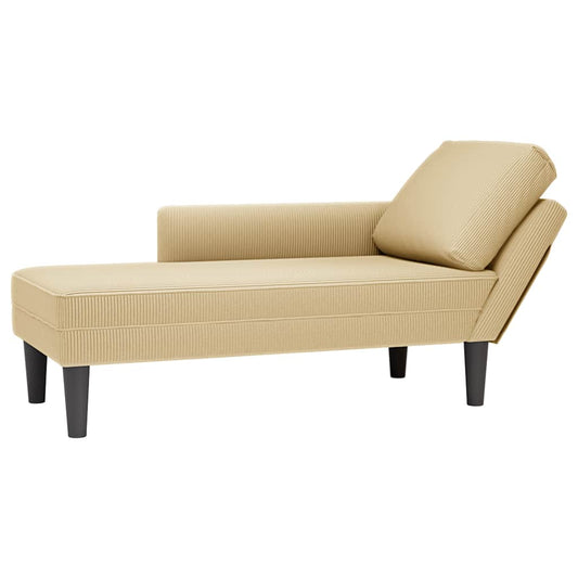 Chaise lounge com almofada tecido corduroy verde cinzento
