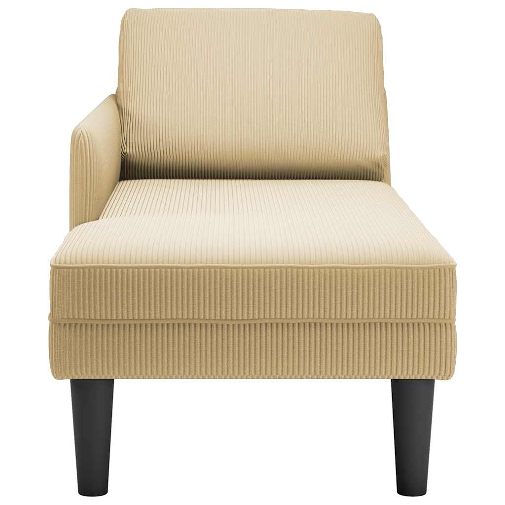 Chaise lounge com almofada tecido corduroy verde cinzento