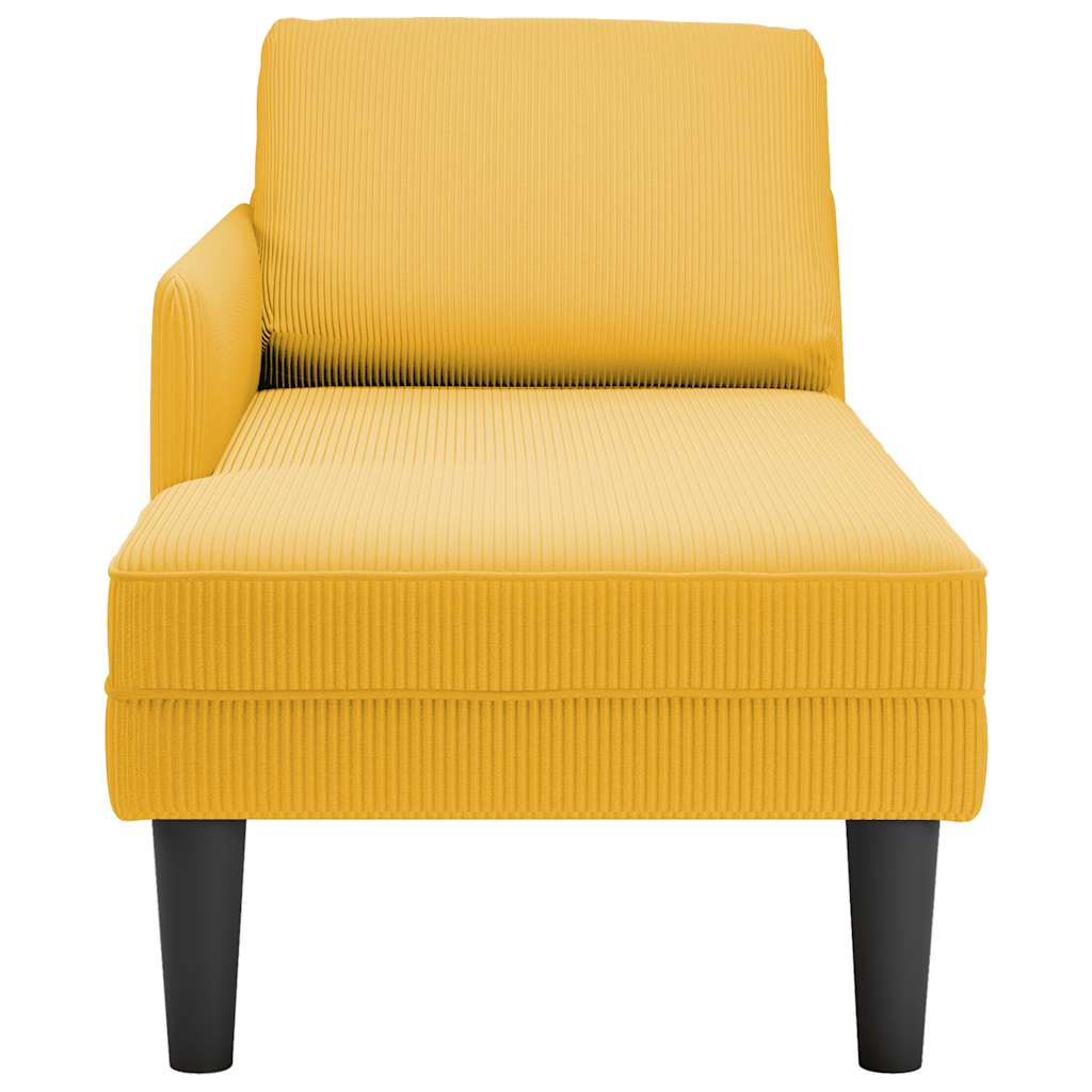 Chaise lounge com almofada tecido corduroy amarela claro