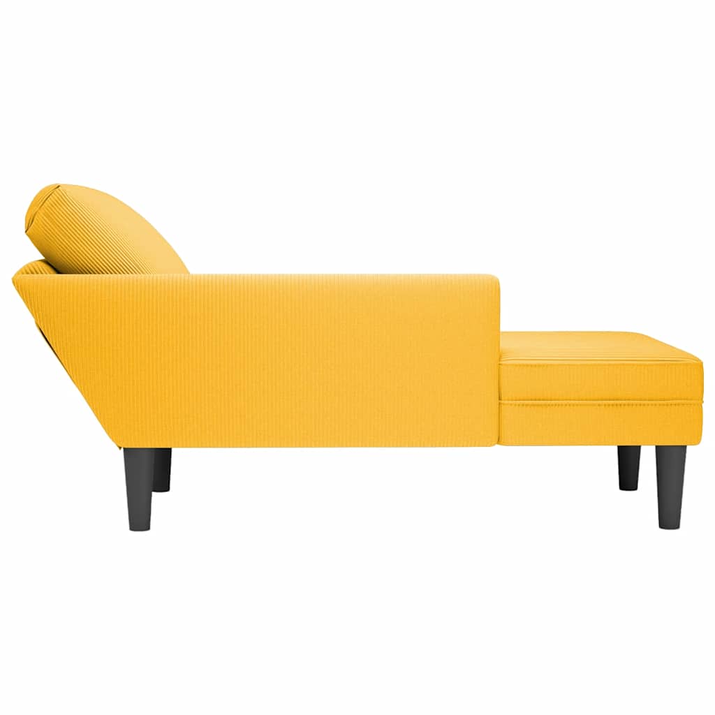 Chaise lounge com almofada tecido corduroy amarela claro