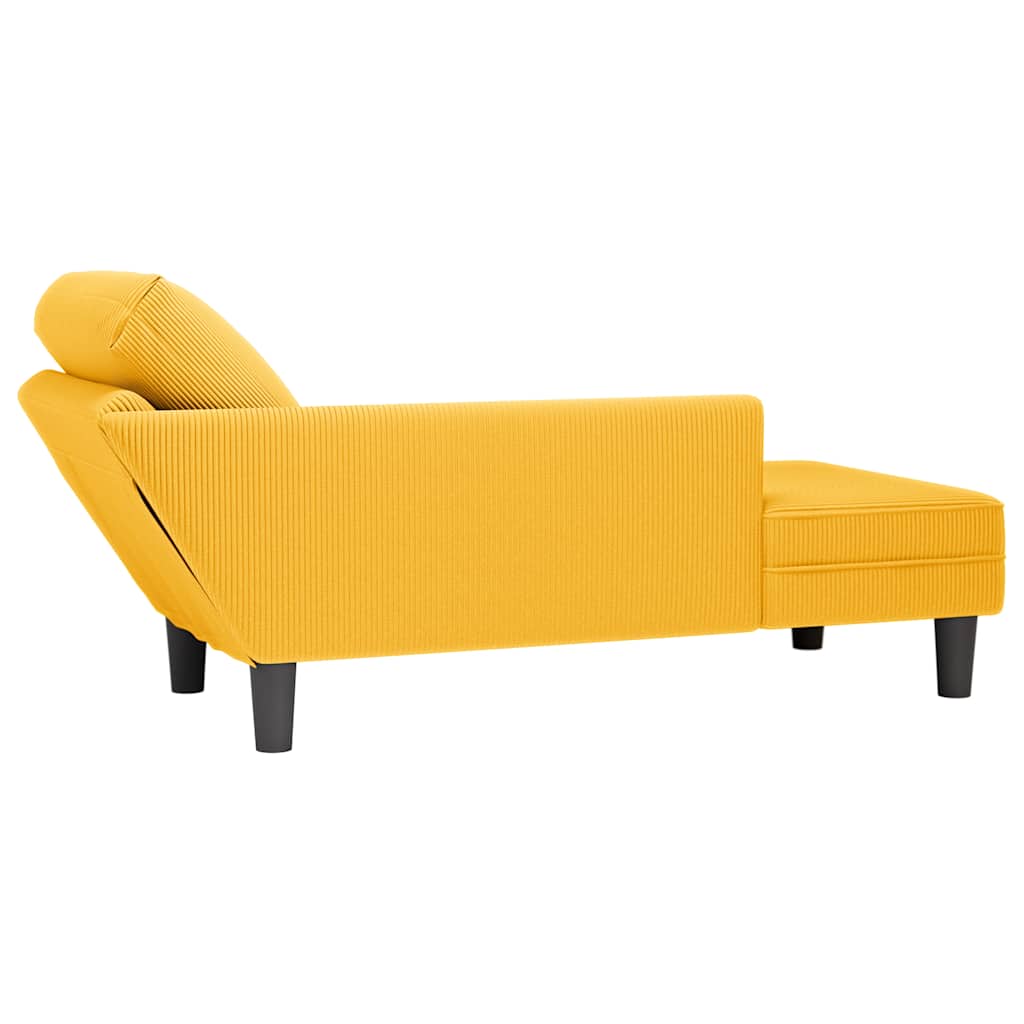 Chaise lounge com almofada tecido corduroy amarela claro