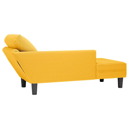 Chaise lounge com almofada tecido corduroy amarela claro