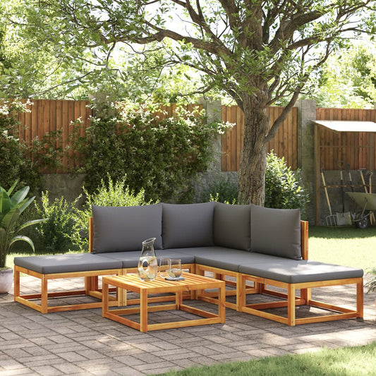 Conjunto de sofás de jardim vidaXL de 6 peças com almofadas de madeira de acácia e corda
