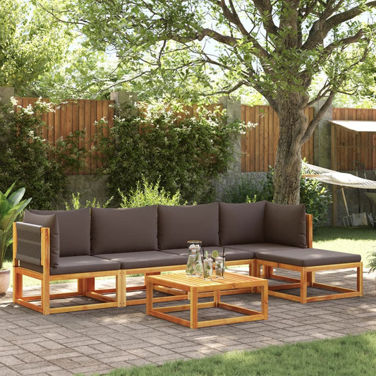 Conjunto de sofás de jardim vidaXL de 6 peças com almofadas de madeira de acácia e corda
