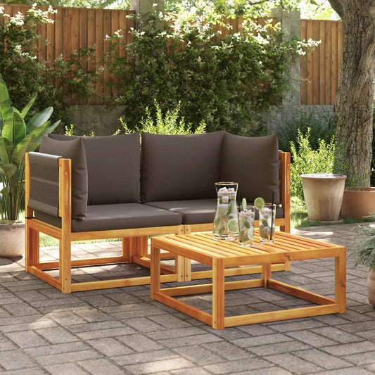 Sofás de canto de jardim vidaXL com almofadas 2 peças madeira acácia e corda