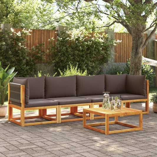 Conjunto de sofás de jardim vidaXL de 4 peças com almofadas de madeira de acácia e corda