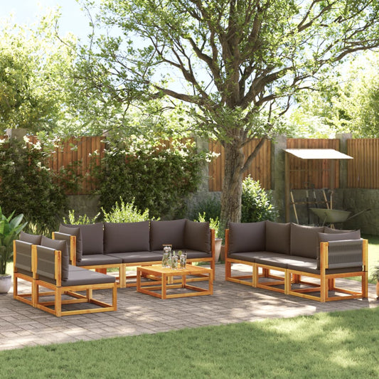 Conjunto de sofás de jardim vidaXL de 9 peças com almofadas de madeira de acácia e corda
