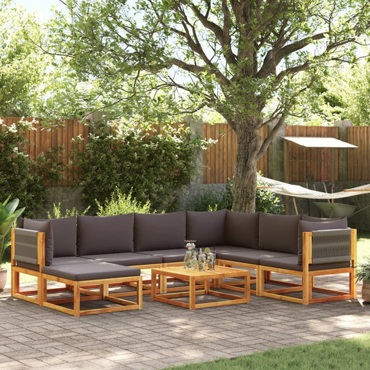 Conjunto de sofás de jardim vidaXL de 8 peças com almofadas de madeira de acácia e corda