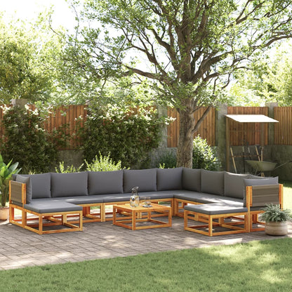 Conjunto de sofás de jardim vidaXL de 11 peças com almofadas de madeira de acácia e corda
