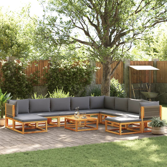 Conjunto de sofás de jardim vidaXL de 11 peças com almofadas de madeira de acácia e corda