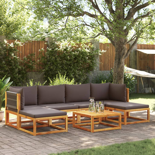 Conjunto de sofás de jardim vidaXL de 7 peças com almofadas de madeira de acácia e corda