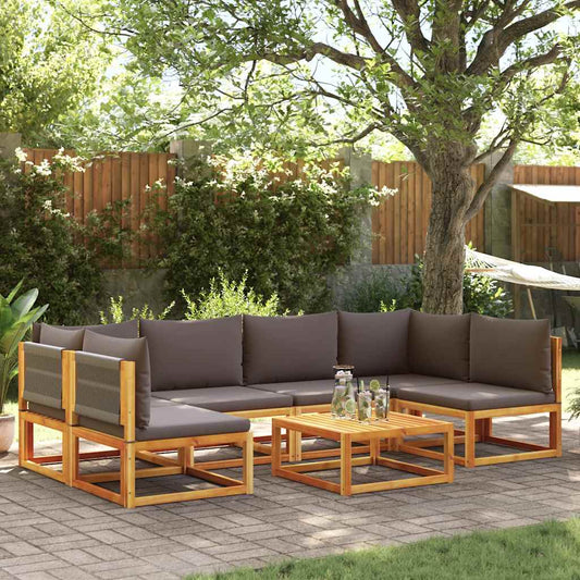 Conjunto de sofás de jardim vidaXL de 7 peças com almofadas de madeira de acácia e corda