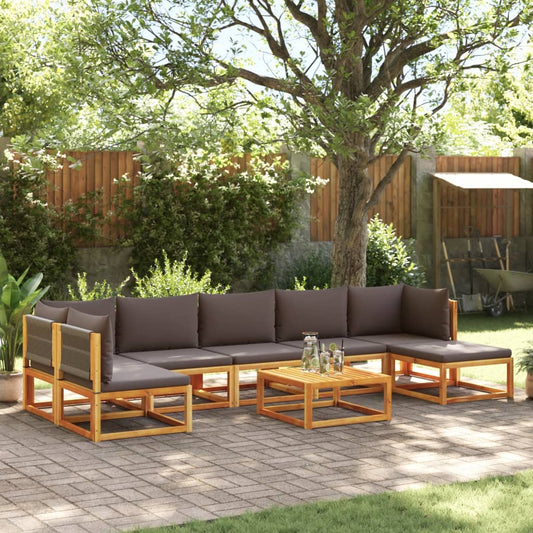 Conjunto de sofás de jardim vidaXL de 8 peças com almofadas de madeira de acácia e corda