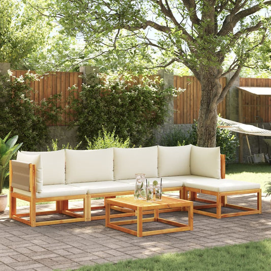 Conjunto de sofás de jardim vidaXL de 6 peças com almofadas de madeira de acácia e corda