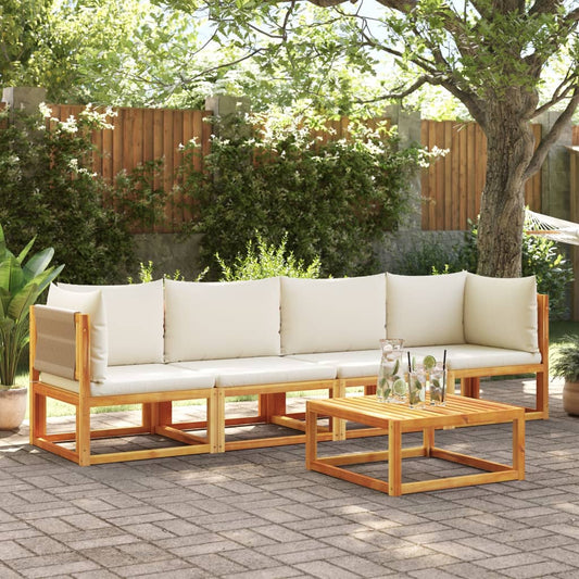 Conjunto de sofás de jardim vidaXL de 4 peças com almofadas de madeira de acácia e corda