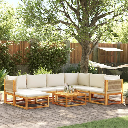 Conjunto de sofás de jardim vidaXL de 8 peças com almofadas de madeira de acácia e corda