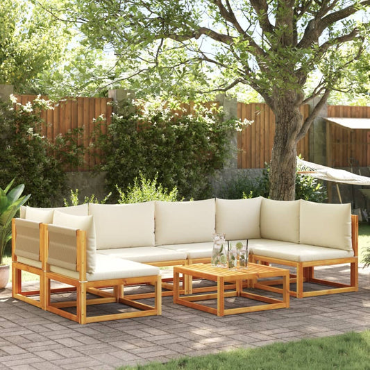 Conjunto de sofás de jardim vidaXL de 7 peças com almofadas de madeira de acácia e corda