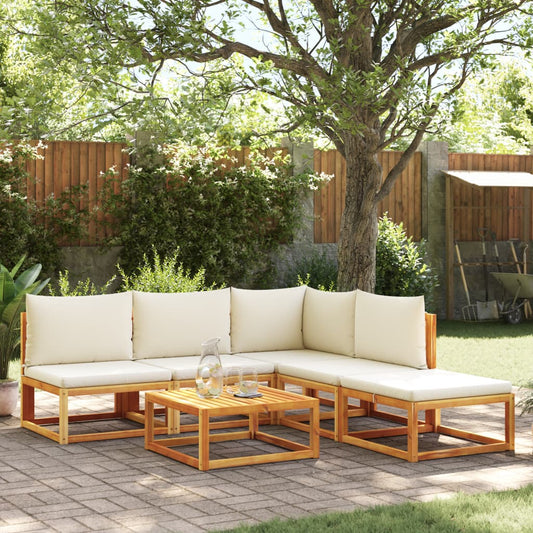 Conjunto de sofás de jardim vidaXL de 6 peças com almofadas de madeira de acácia e corda