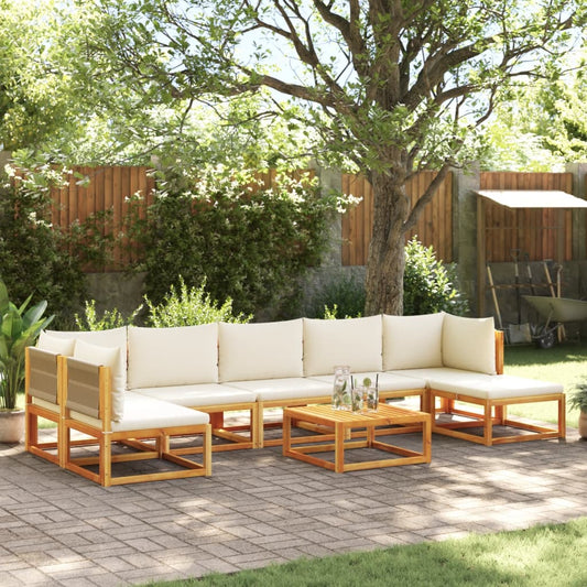 Conjunto de sofás de jardim vidaXL de 8 peças com almofadas de madeira de acácia e corda