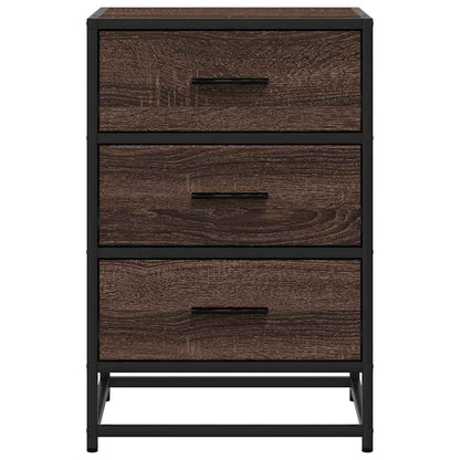 Mesa de cabeceira carvalho castanho 40x34,5x60 cm madeira metal