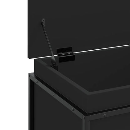 Caixa de arrumação com tampa derivados de madeira preto