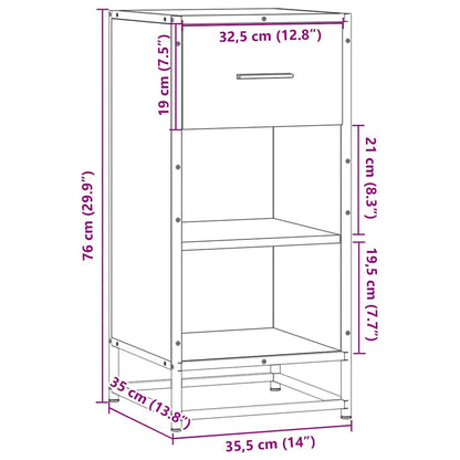Aparador 35,5x35x76 cm deriv. de madeira/metal carvalho sonoma