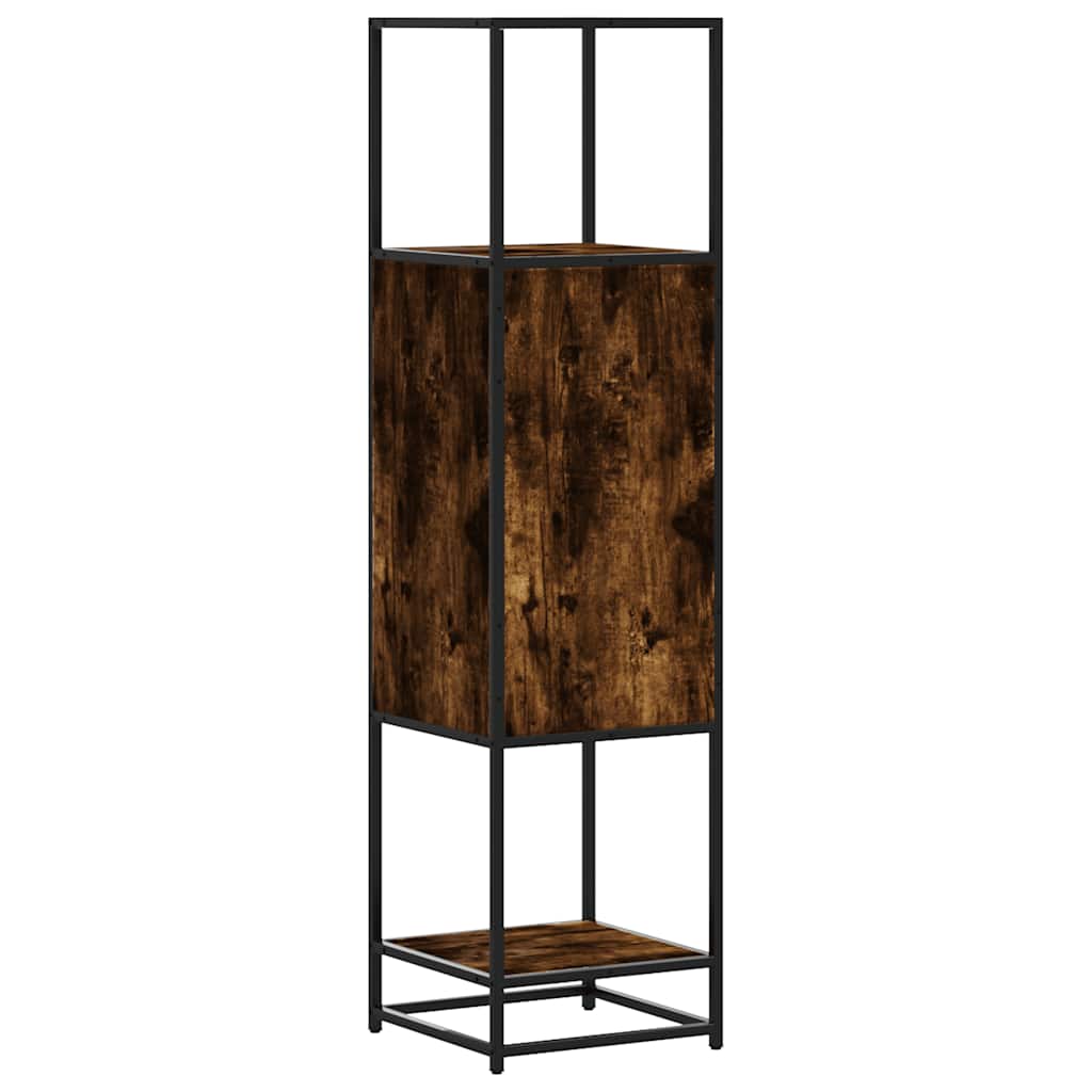 Armário alto 35,5x35x139 cm madeira e metal carvalho fumado