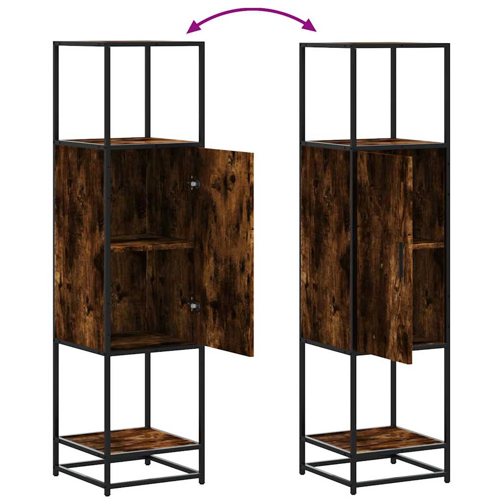 Armário alto 35,5x35x139 cm madeira e metal carvalho fumado