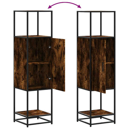 Armário alto 35,5x35x139 cm madeira e metal carvalho fumado