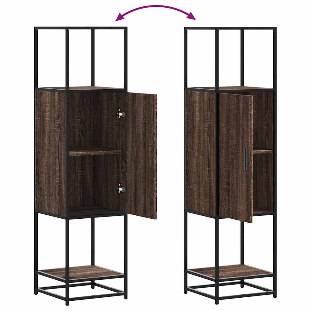 Armário alto 35,5x35x139 cm madeira e metal carvalho castanho